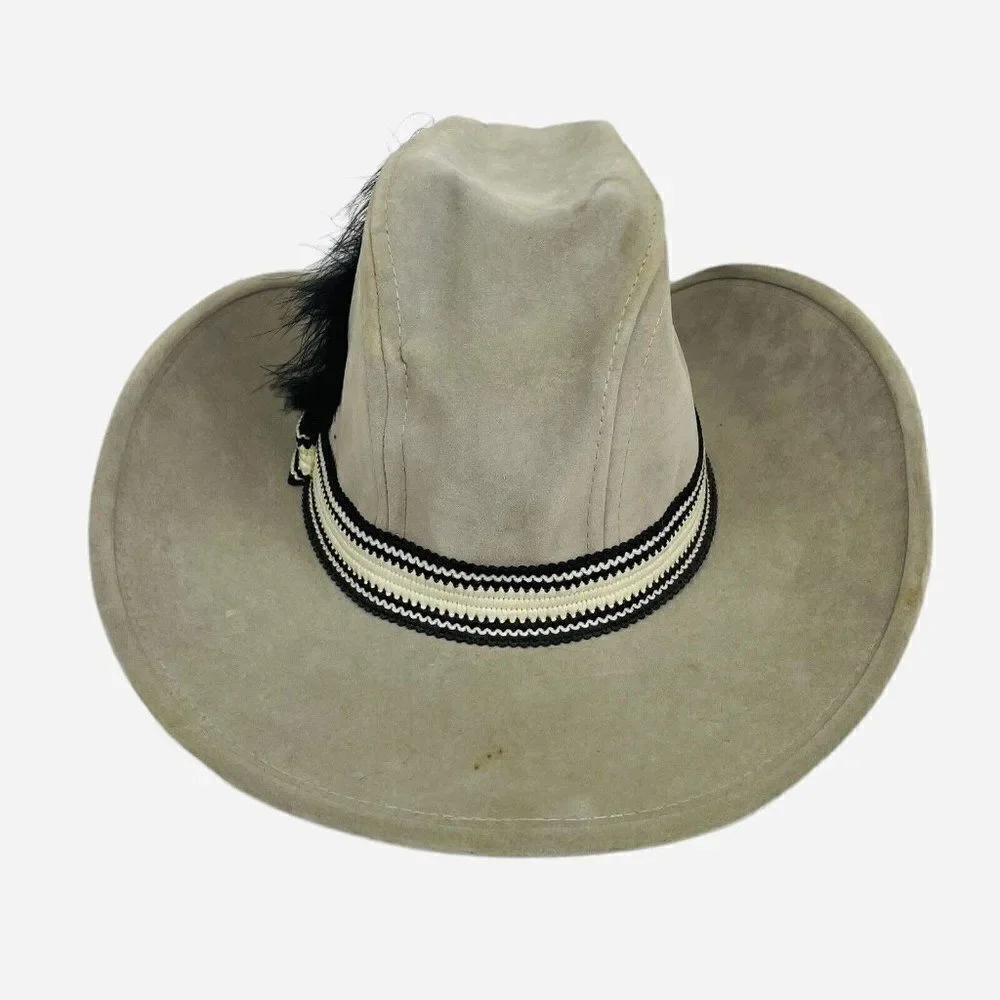 RARE Vintage 80s LOS ANGELES Raiders AJD Suede M Cowboy Western Embroidered Hat